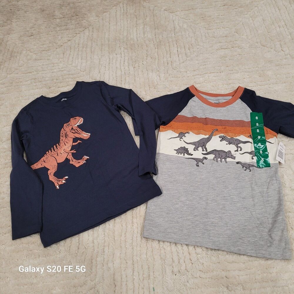 NEW Boys Pekkle Youth T-Shirts Tee Lot Of 2 TREX DINOS Size 8